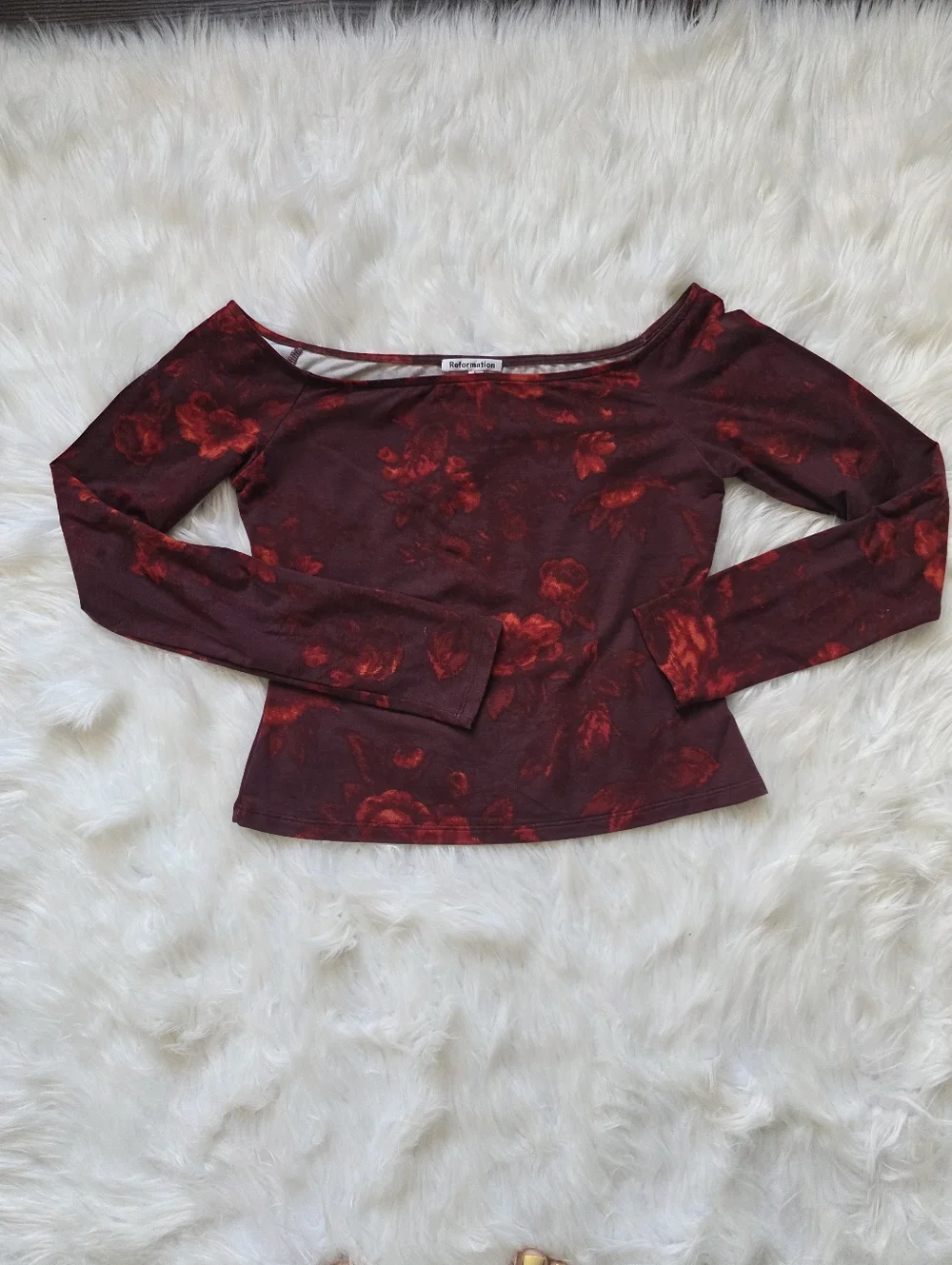Reformation Off the Shoulder Floral Red Top - Picture 2 of 5